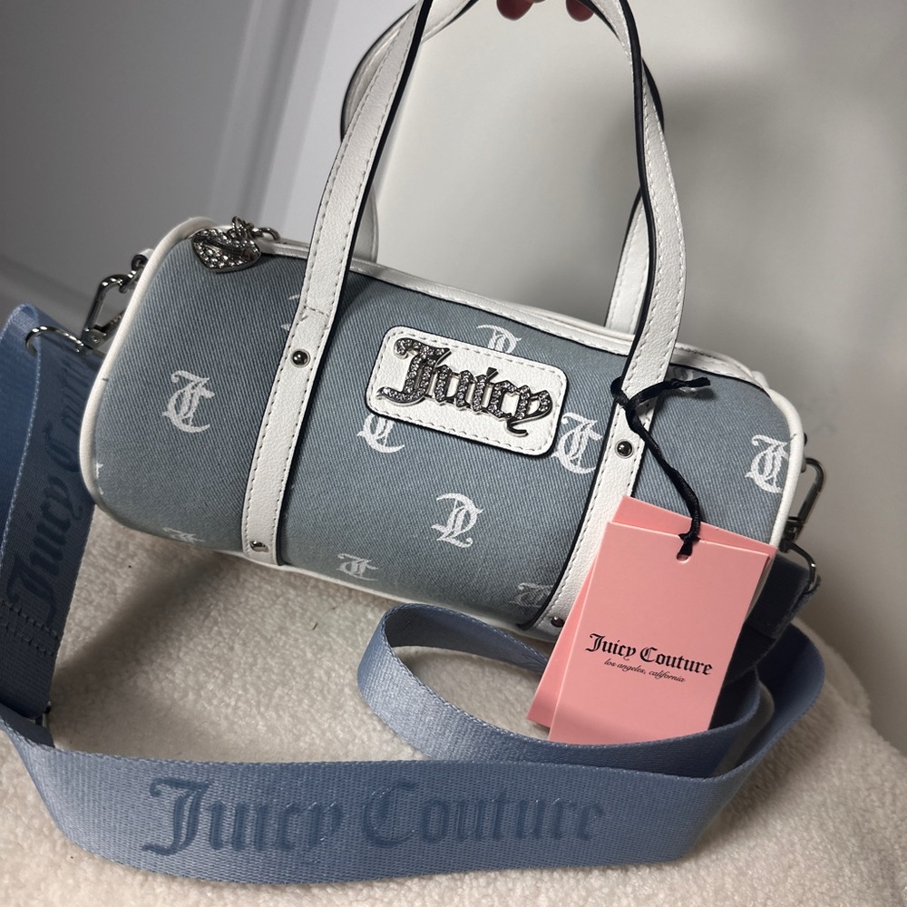 Juicy couture blue and white barrel bag